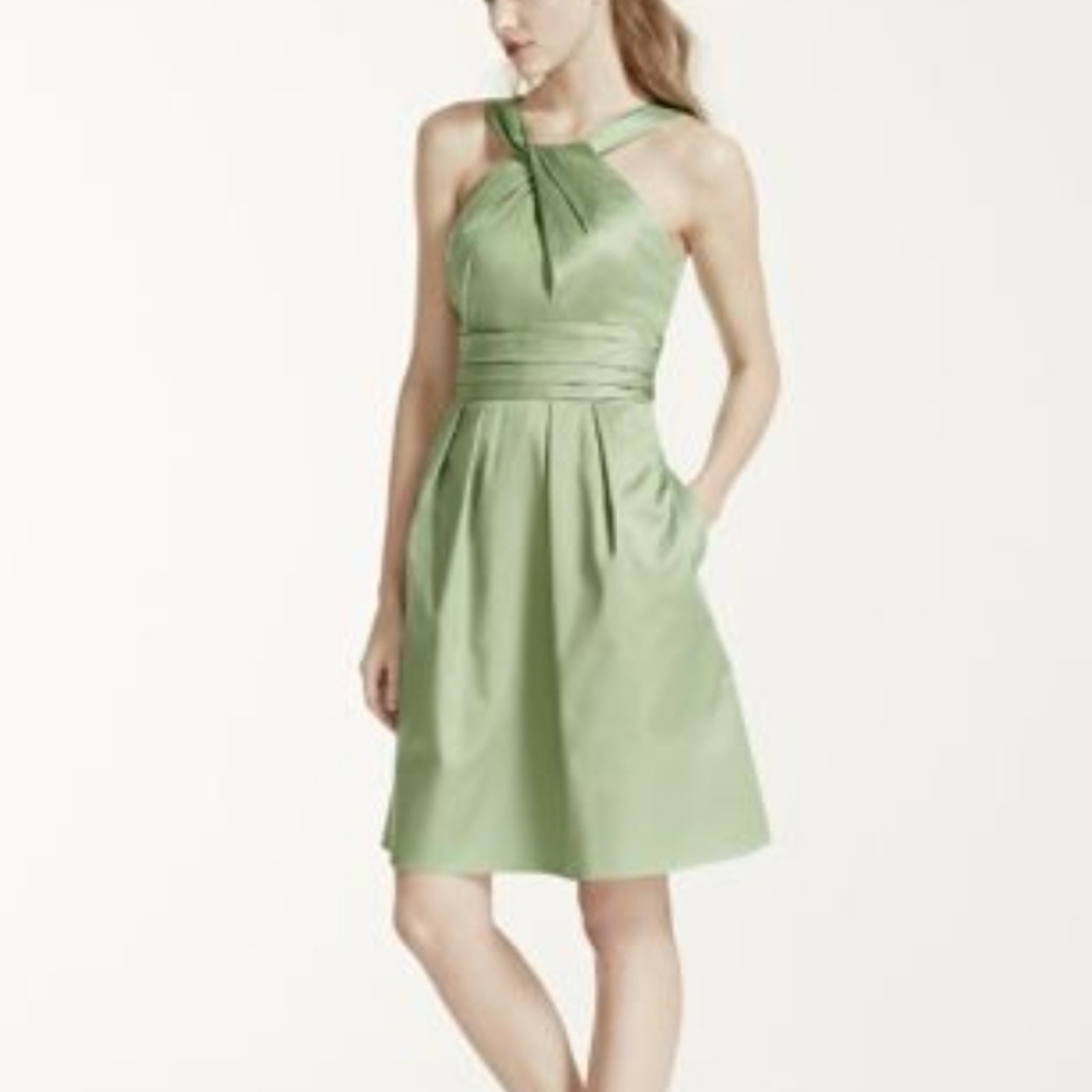 Dave's Bridal green twist front dress